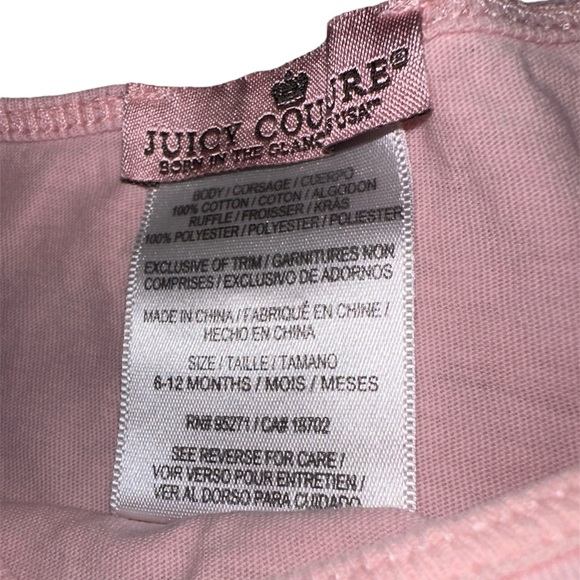 Juicy Couture Pink Long Sleeve Ruffle Blouse Size 6-12 Months - Picture 4 of 6